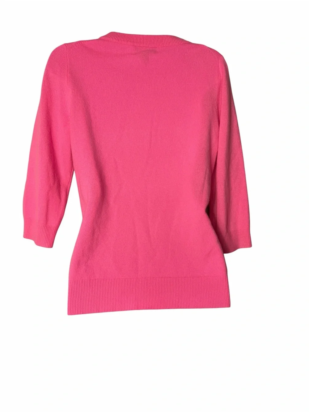 Talbots Size Small Hot Pink 3/4 Sleeve Pure 100% Cashmere Pullover Sweater
